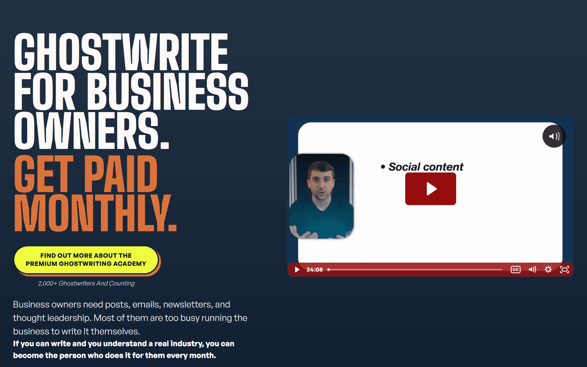 Premium Ghostwriting Academy website