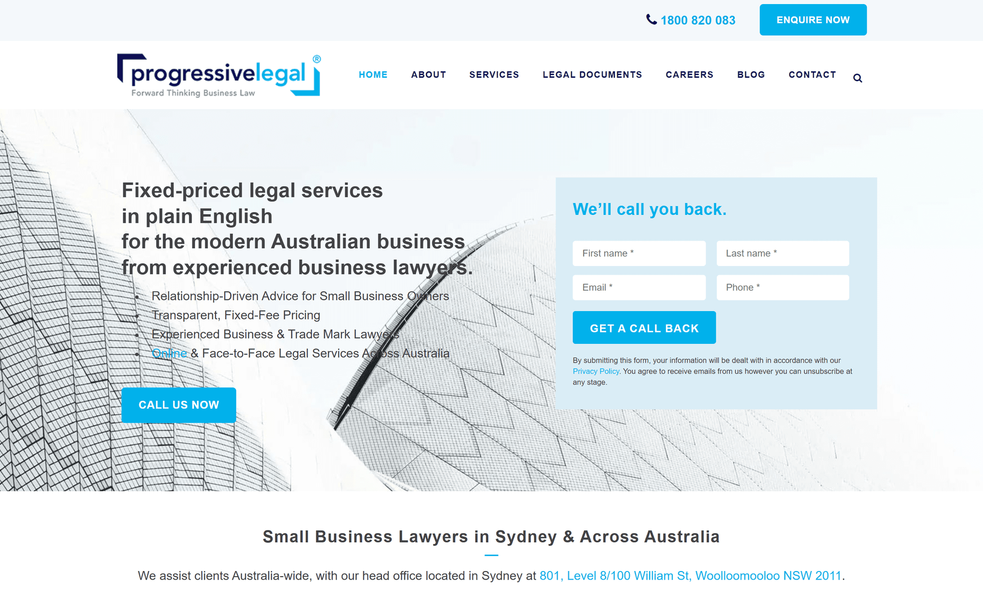 Progressive Legal website